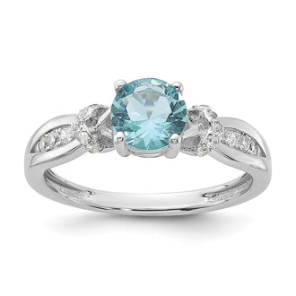 Shop Exclusive Cheryl M Sterling Silver Ring, 8mm Blue Glass & CZ Accents