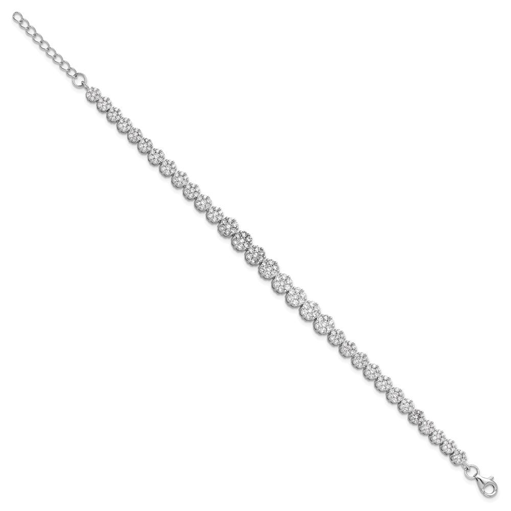 Buy Exclusive 7-Inch Sterling Silver CZ Cluster Bracelet - Stylish & Affordable!