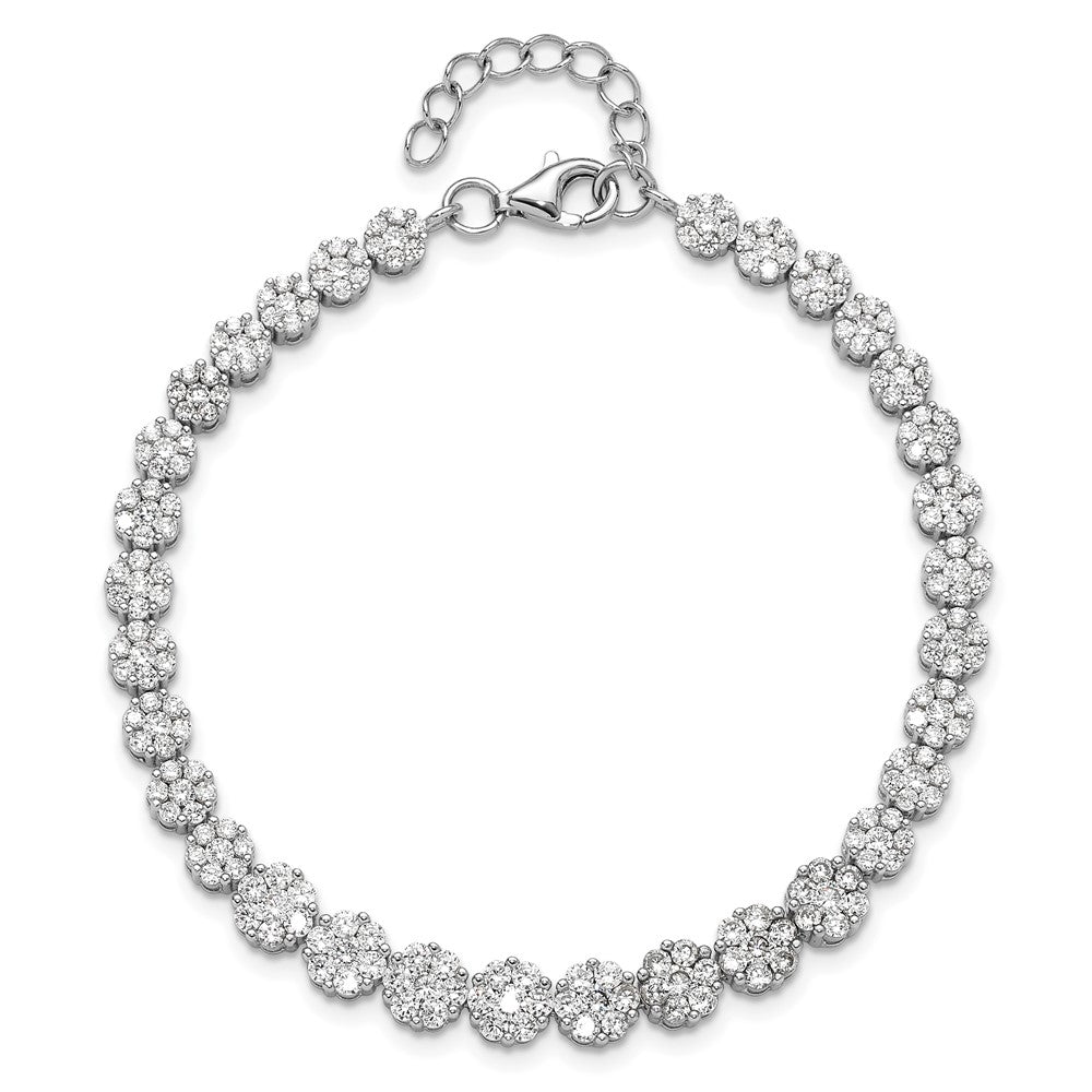 Buy Exclusive 7-Inch Sterling Silver CZ Cluster Bracelet - Stylish & Affordable!