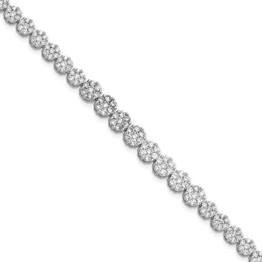 Buy Exclusive 7-Inch Sterling Silver CZ Cluster Bracelet - Stylish & Affordable!