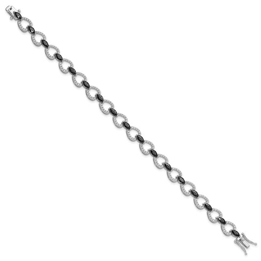 Exclusive 7.5-Inch Sterling Silver Bracelet with Black & White CZ - Stylish Value