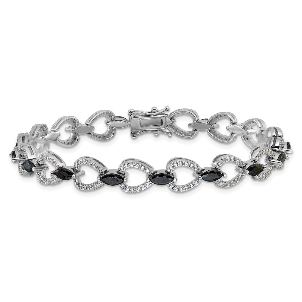 Exclusive 7.5-Inch Sterling Silver Bracelet with Black & White CZ - Stylish Value