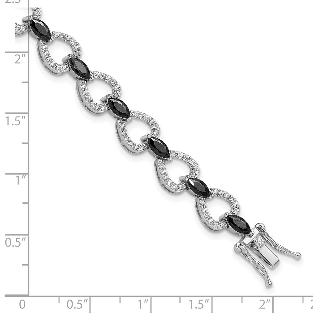 Exclusive 7.5-Inch Sterling Silver Bracelet with Black & White CZ - Stylish Value