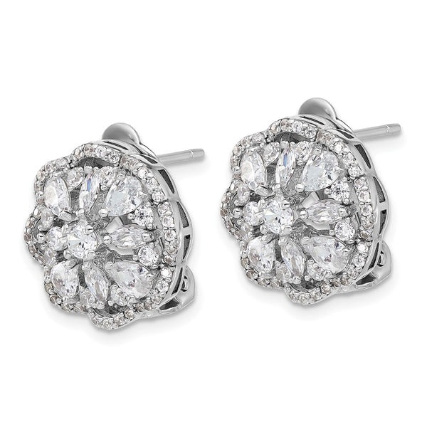 Cheryl M Sterling Silver Rhodium-Plated Marquise-Cut CZ Earrings