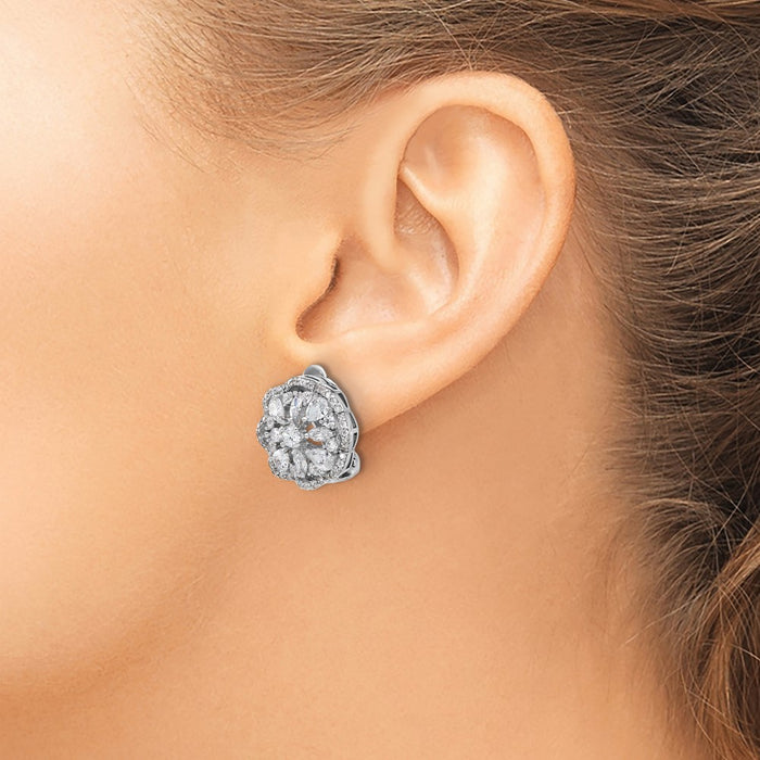 Buy Stylish Cheryl M Sterling Silver Rhodium-Plated Marquise-Cut CZ Earrings-3