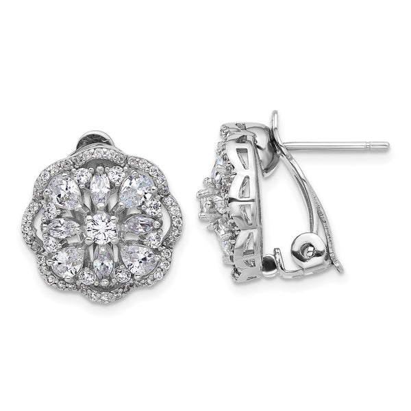 Cheryl M Sterling Silver Rhodium-Plated Marquise-Cut CZ Earrings