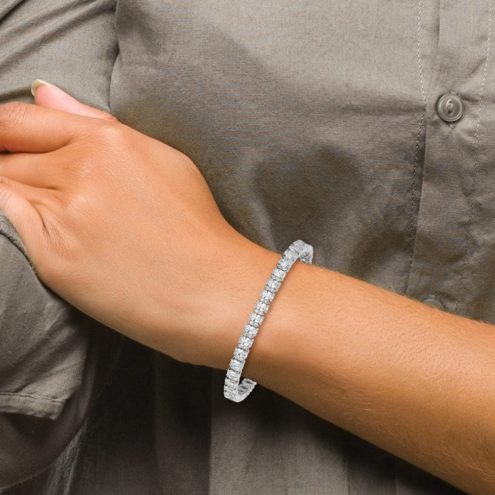 Buy Stylish Rhodium-Plated Sterling Silver Fancy Oval CZ Bracelet - 7.5in