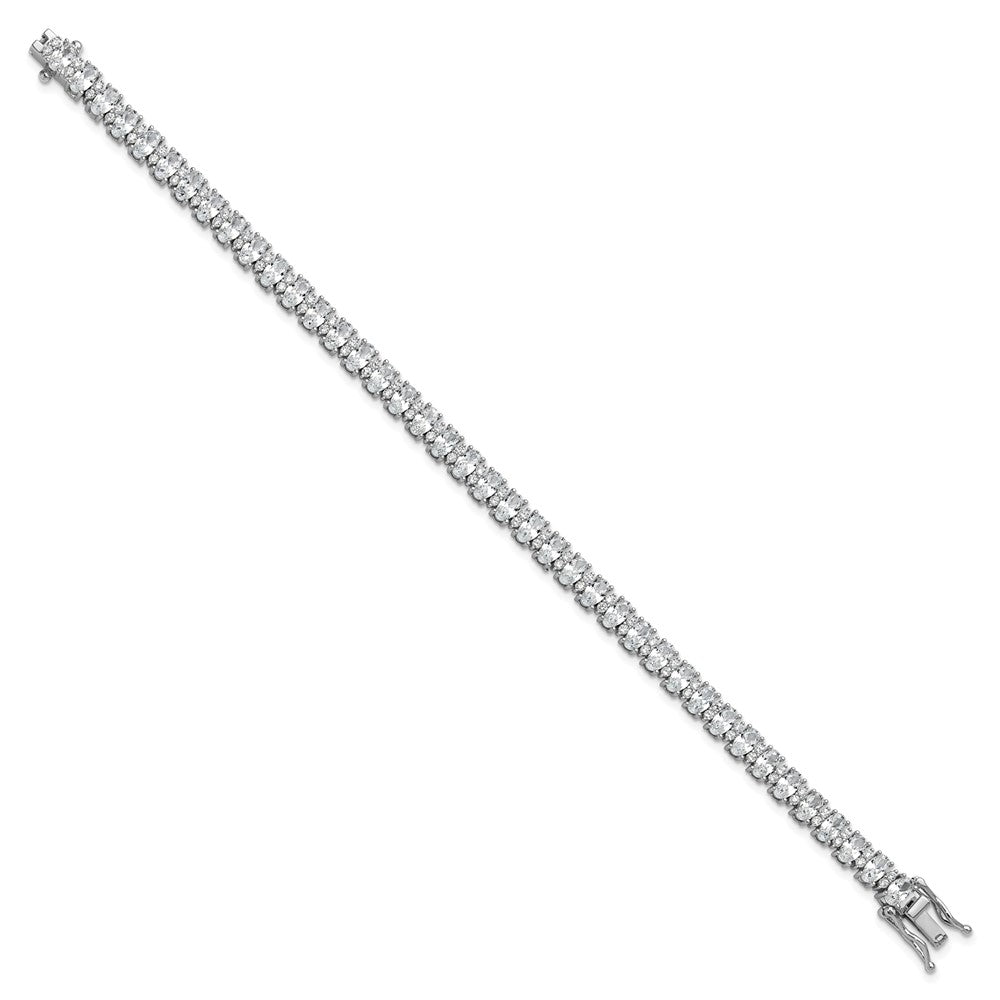 Buy Stylish Rhodium-Plated Sterling Silver Fancy Oval CZ Bracelet - 7.5in