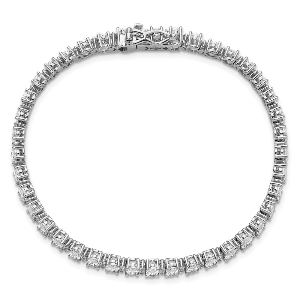 Buy Stylish Rhodium-Plated Sterling Silver Fancy Oval CZ Bracelet - 7.5in