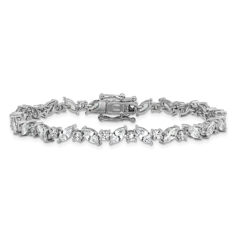 Shop Stylish Cheryl M Rhodium-Plated Sterling Silver Marquise CZ Bracelet 7"