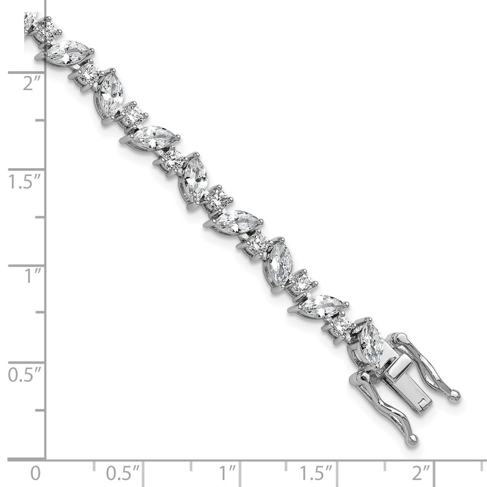 Shop Stylish Cheryl M Rhodium-Plated Sterling Silver Marquise CZ Bracelet 7"