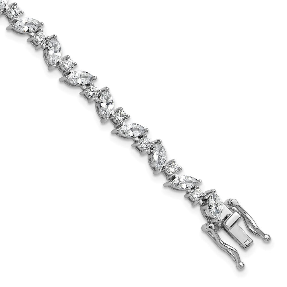 Shop Stylish Cheryl M Rhodium-Plated Sterling Silver Marquise CZ Bracelet 7"