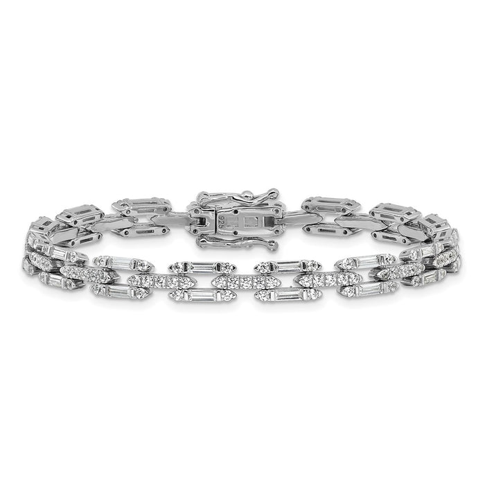 High-Quality Rhodium-Plated Sterling Silver CZ Link Bracelet - Affordable Luxury-3
