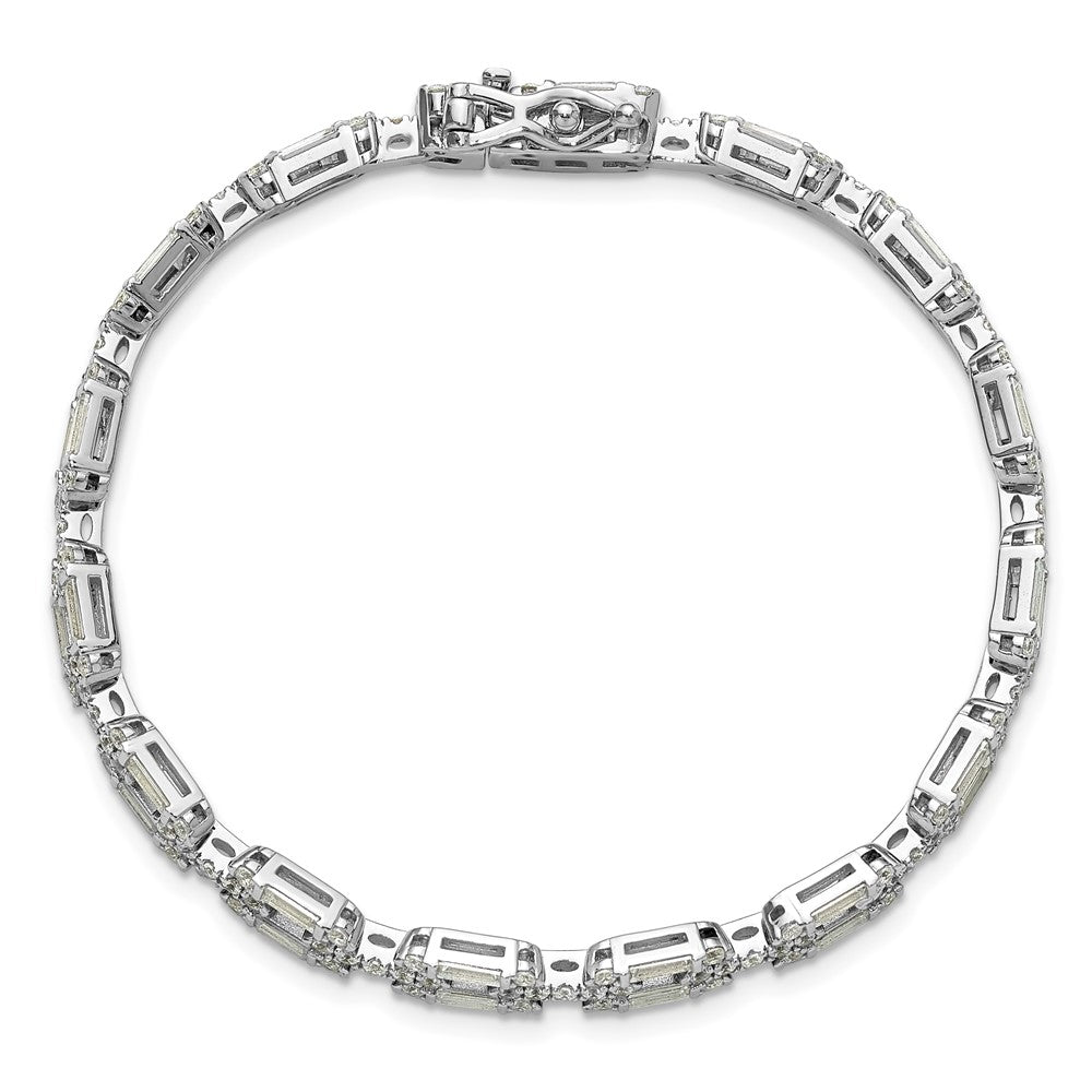 High-Quality Rhodium-Plated Sterling Silver CZ Link Bracelet - Affordable Luxury