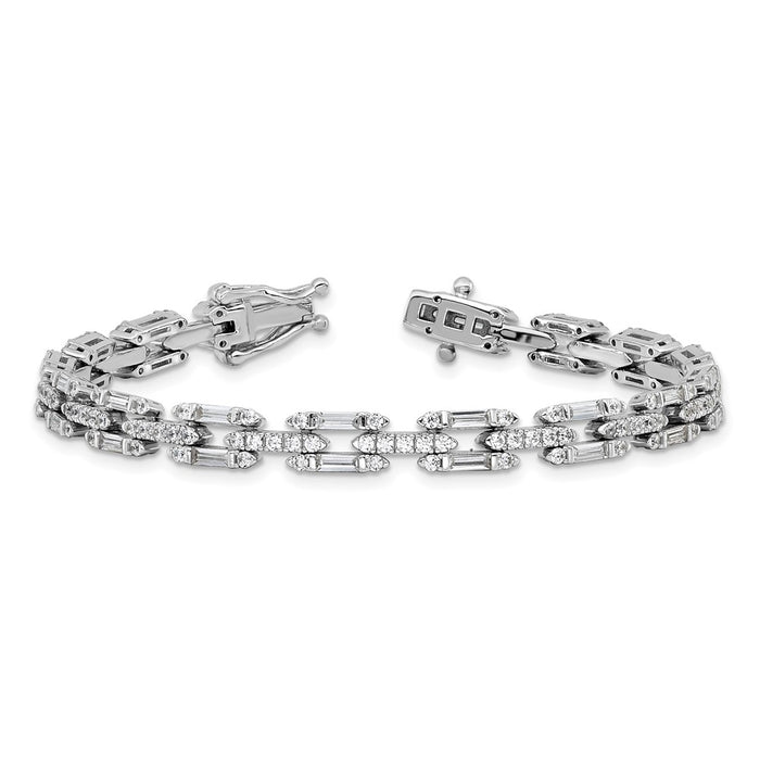 High-Quality Rhodium-Plated Sterling Silver CZ Link Bracelet - Affordable Luxury-5