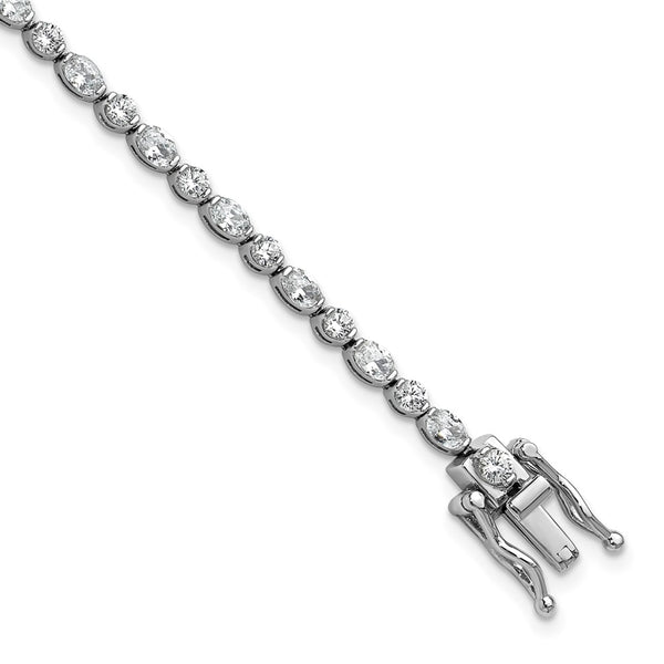 Cheryl M Rhodium-Plated Sterling Silver CZ Tennis Bracelet