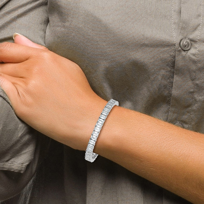 Shop Exclusive Rhodium-Plated Sterling Silver CZ Tennis Bracelet, 7.5" Stylish Design-7