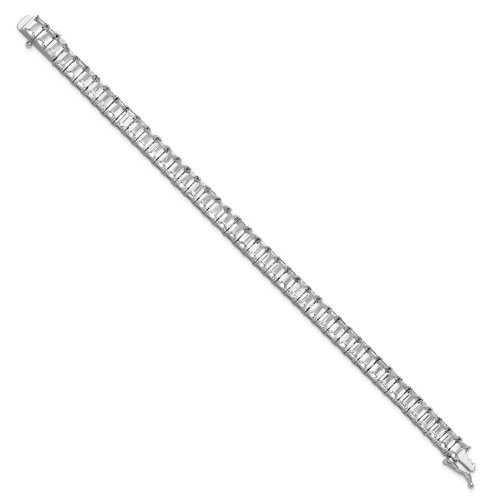 Shop Exclusive Rhodium-Plated Sterling Silver CZ Tennis Bracelet, 7.5" Stylish Design