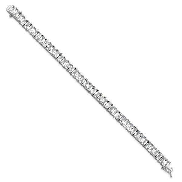 Rhodium-Plated Sterling Silver CZ Tennis Bracelet, 7.5"