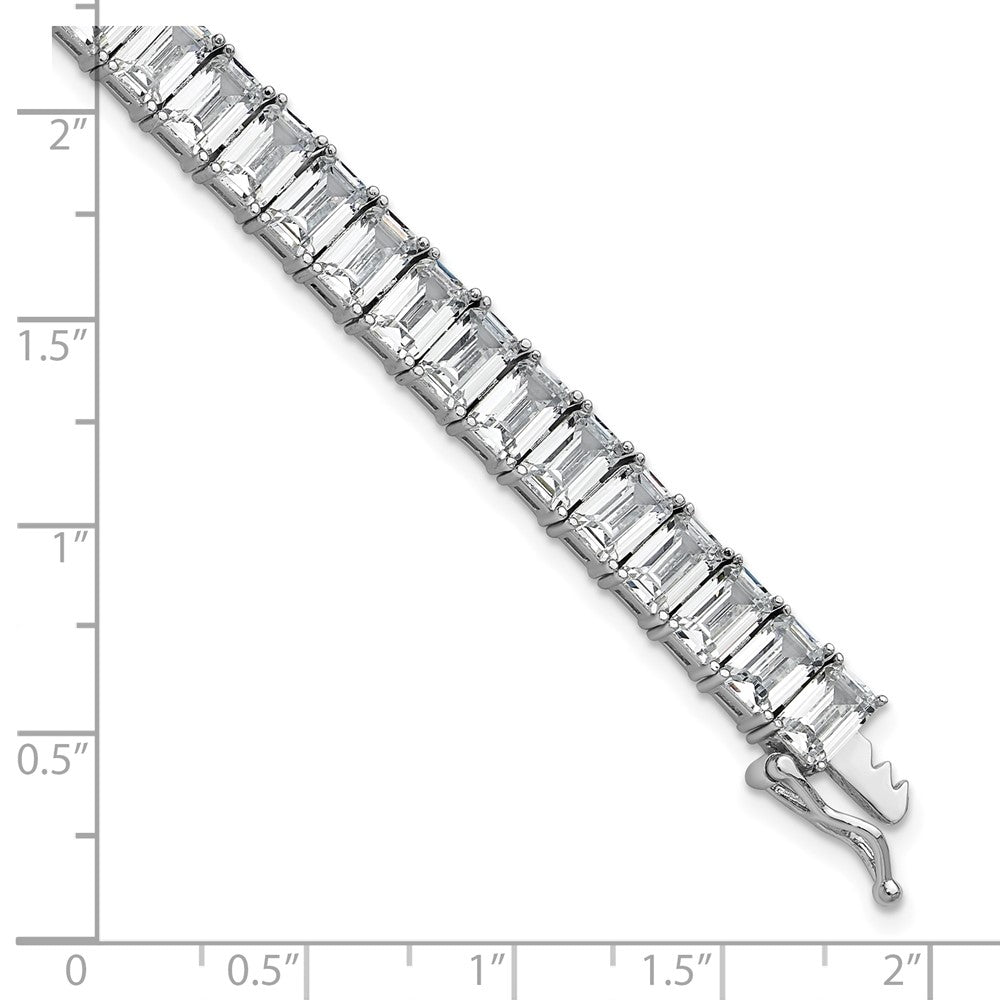 Shop Exclusive Rhodium-Plated Sterling Silver CZ Tennis Bracelet, 7.5" Stylish Design