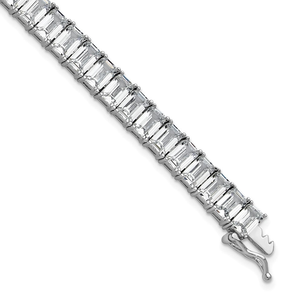 Shop Exclusive Rhodium-Plated Sterling Silver CZ Tennis Bracelet, 7.5" Stylish Design