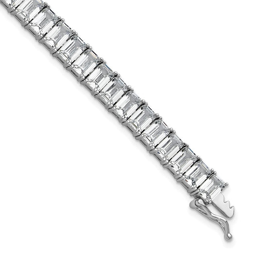 Shop Exclusive Rhodium-Plated Sterling Silver CZ Tennis Bracelet, 7.5" Stylish Design