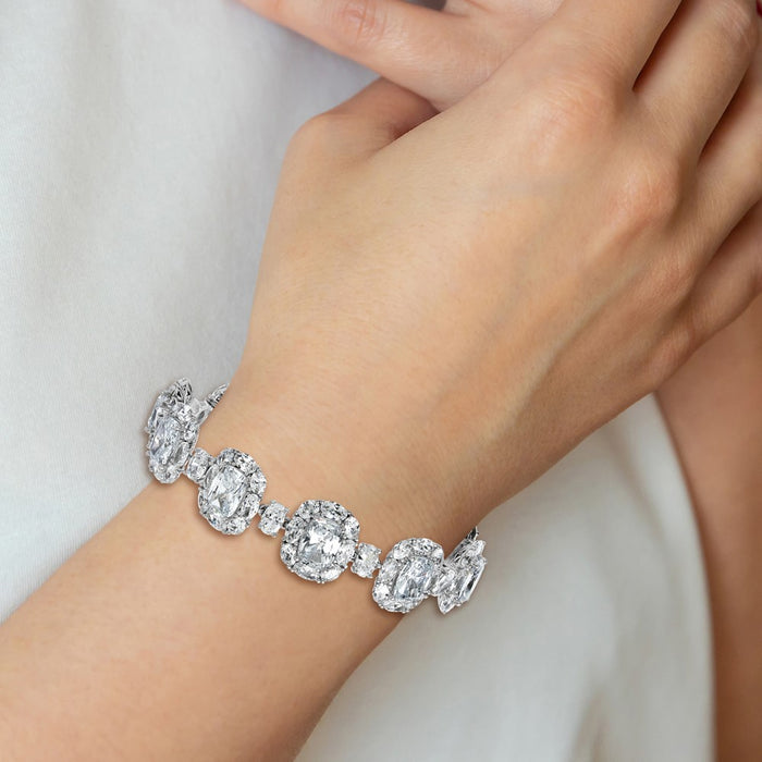 Buy Stylish Cheryl M Sterling Silver Rhodium-Plated CZ Halo Bracelet 7.5"-5
