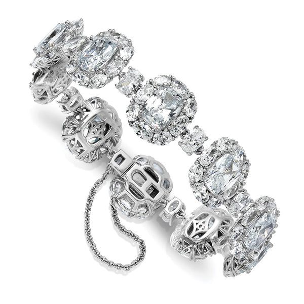 Cheryl M Sterling Silver Rhodium-Plated CZ Halo Bracelet 7.5"