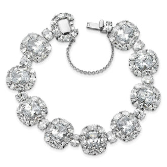 Buy Stylish Cheryl M Sterling Silver Rhodium-Plated CZ Halo Bracelet 7.5"