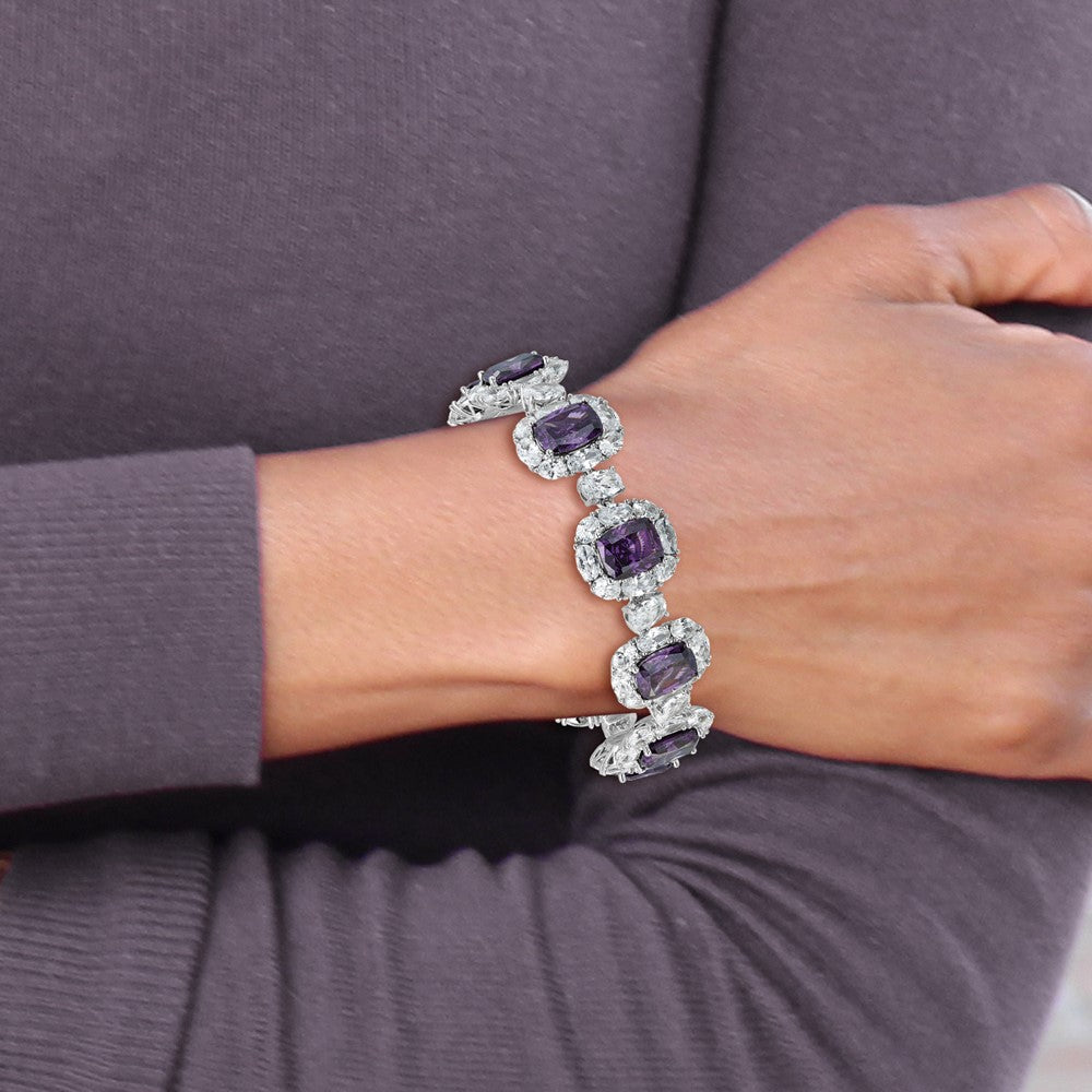 Buy Stylish 7-Inch Cheryl M Sterling Silver CZ Halo Cluster Bracelet - Affordable Elegance