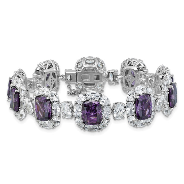 7-Inch Cheryl M Sterling Silver CZ Halo Cluster Bracelet