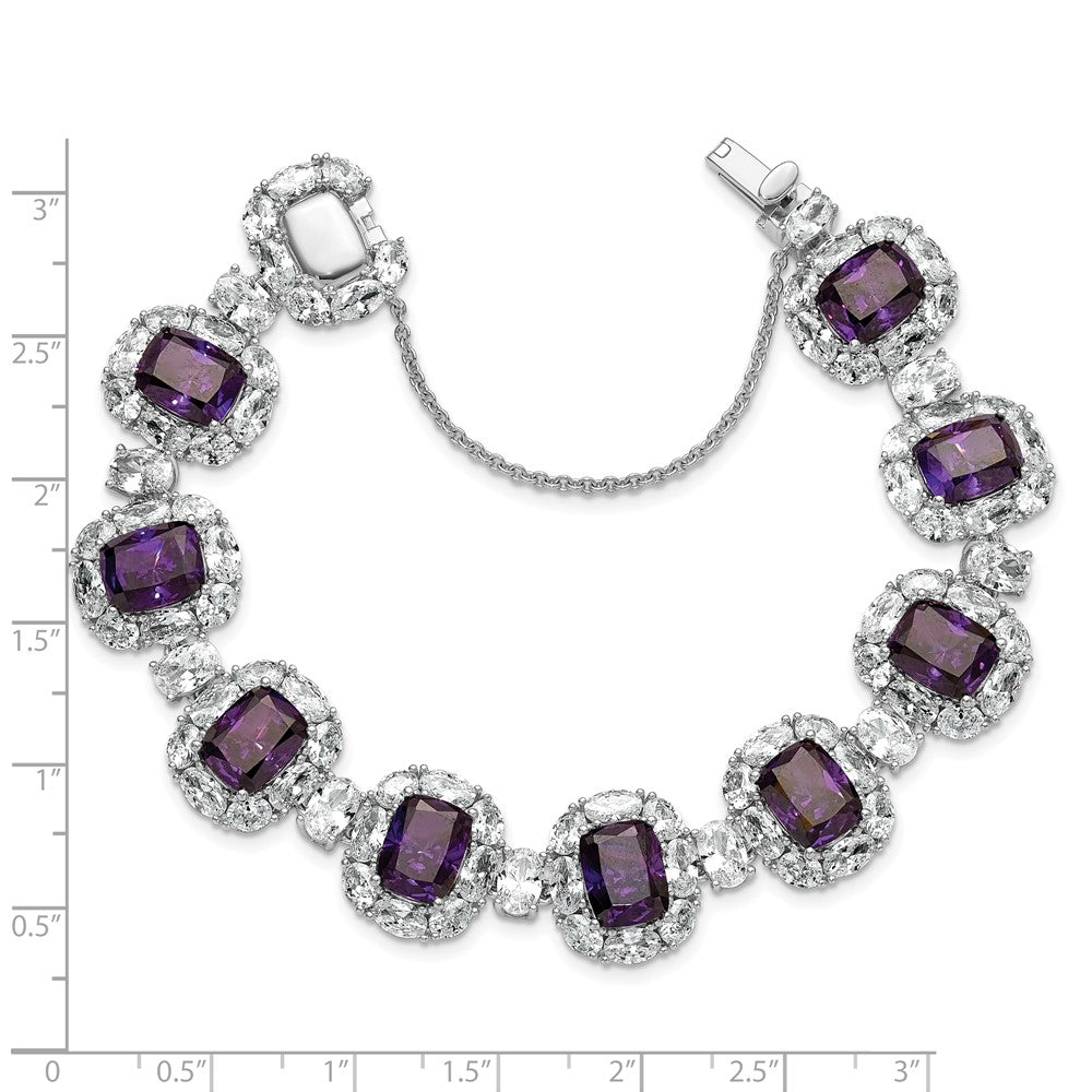 Buy Stylish 7-Inch Cheryl M Sterling Silver CZ Halo Cluster Bracelet - Affordable Elegance
