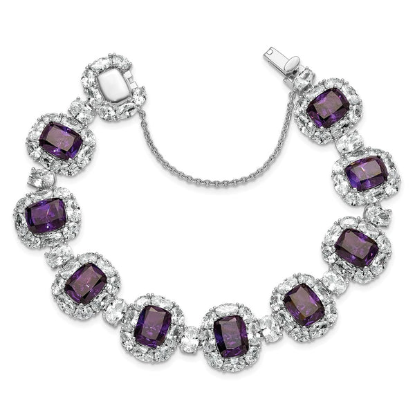 7-Inch Cheryl M Sterling Silver CZ Halo Cluster Bracelet