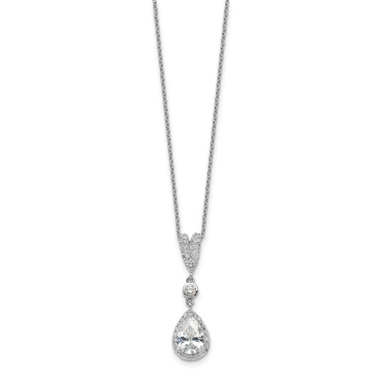 Buy Cheryl M 18" Sterling Silver Teardrop Necklace - Stylish CZ Halo Design