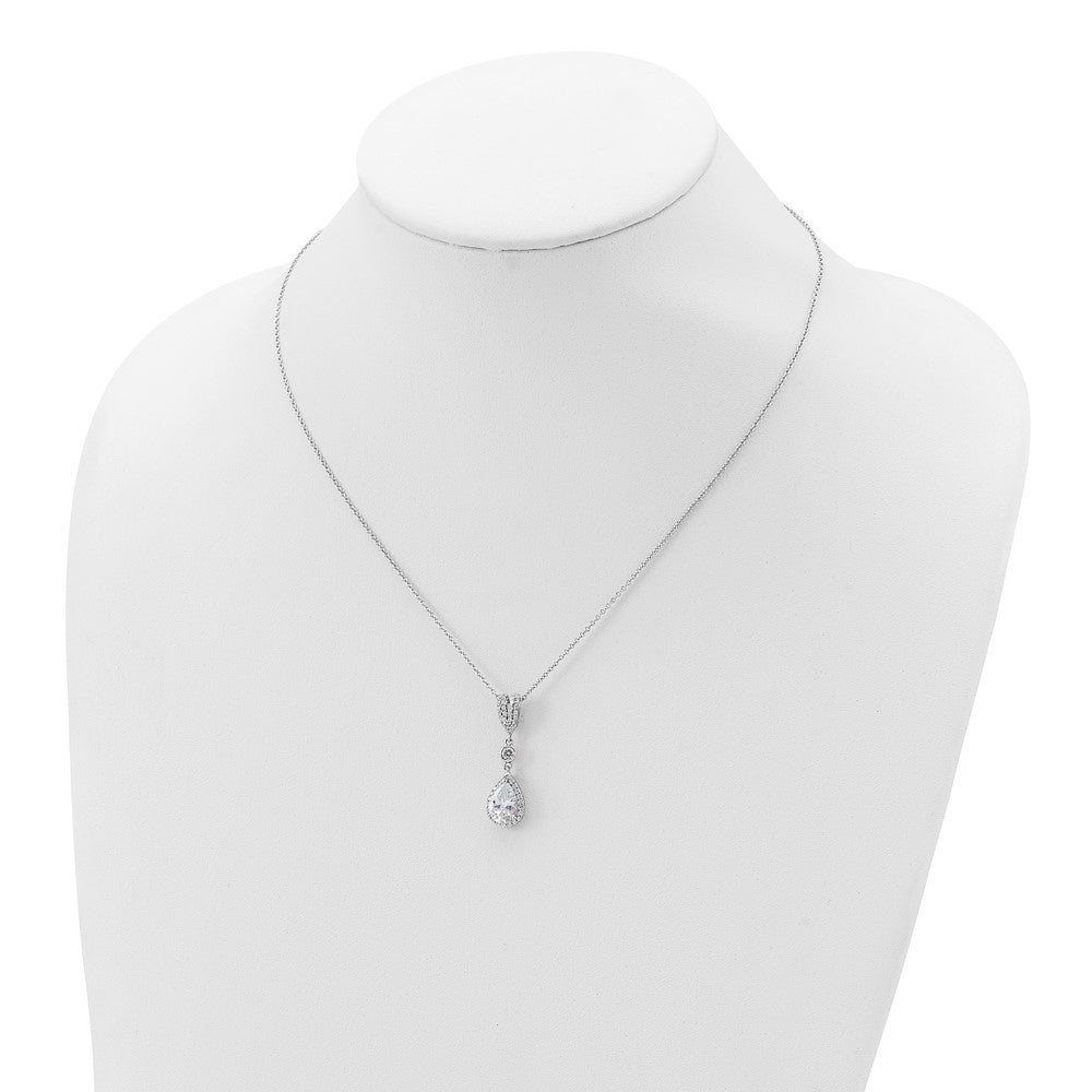 Buy Cheryl M 18" Sterling Silver Teardrop Necklace - Stylish CZ Halo Design