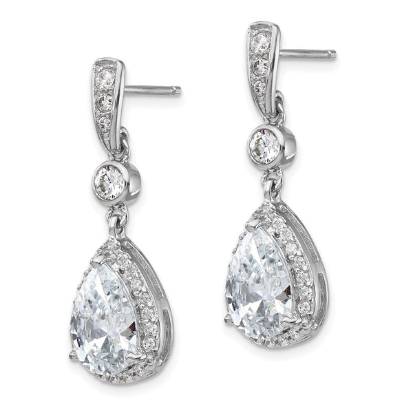 Cheryl M Sterling Silver Teardrop Earrings with CZ Halo