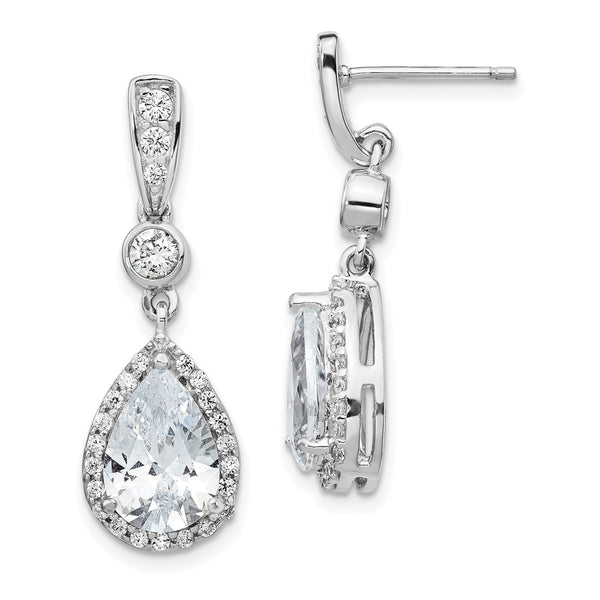 Cheryl M Sterling Silver Teardrop Earrings with CZ Halo