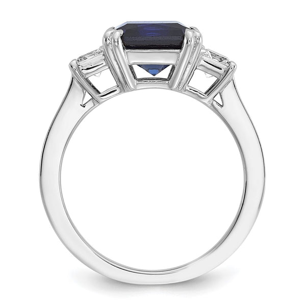 Cheryl M Sterling Silver 3-Stone Ring with Blue & White CZs