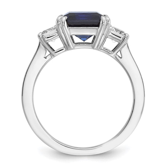 Shop Exclusive Cheryl M 3-Stone Sterling Silver Ring with Blue & White CZs
