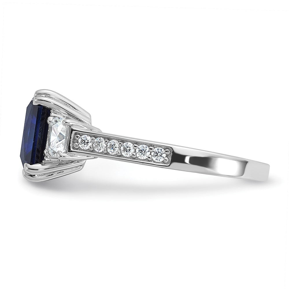 Shop Exclusive Cheryl M 3-Stone Sterling Silver Ring with Blue & White CZs