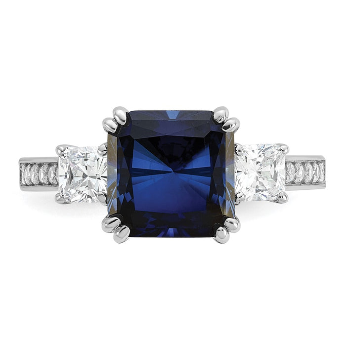 Shop Exclusive Cheryl M 3-Stone Sterling Silver Ring with Blue & White CZs-4