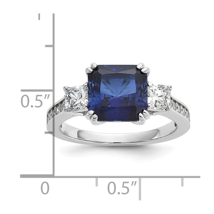 Shop Exclusive Cheryl M 3-Stone Sterling Silver Ring with Blue & White CZs-5