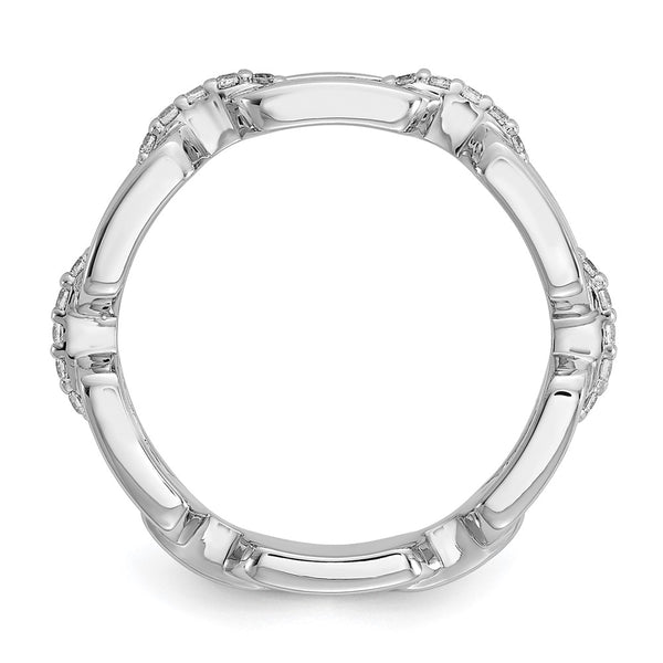 Cheryl M Polished CZ Link Ring in Rhodium-Plated Silver