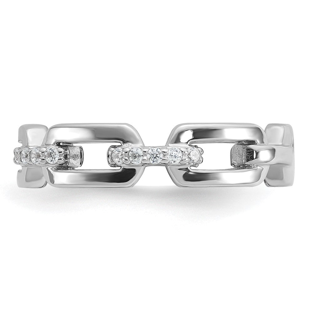 Shop Stylish Cheryl M Polished CZ Link Ring -  Sterling Silver, Rhodium Plated