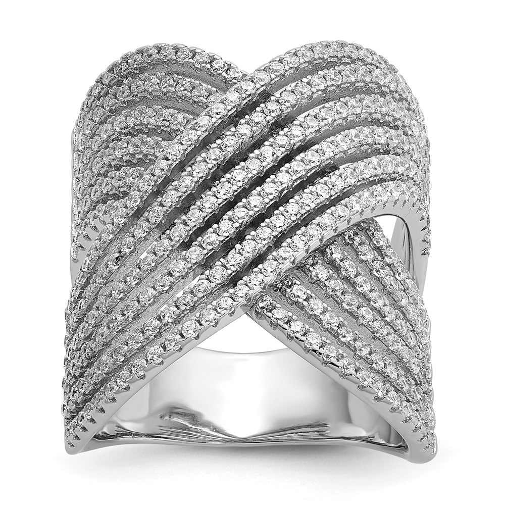 Shop Stylish Cheryl M Polished Fancy CZ X Ring | Rhodium-Plated Silver