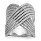 Shop Exclusive Rhodium-Plated Sterling Silver CZ X Ring - Stylish & Affordable!-1