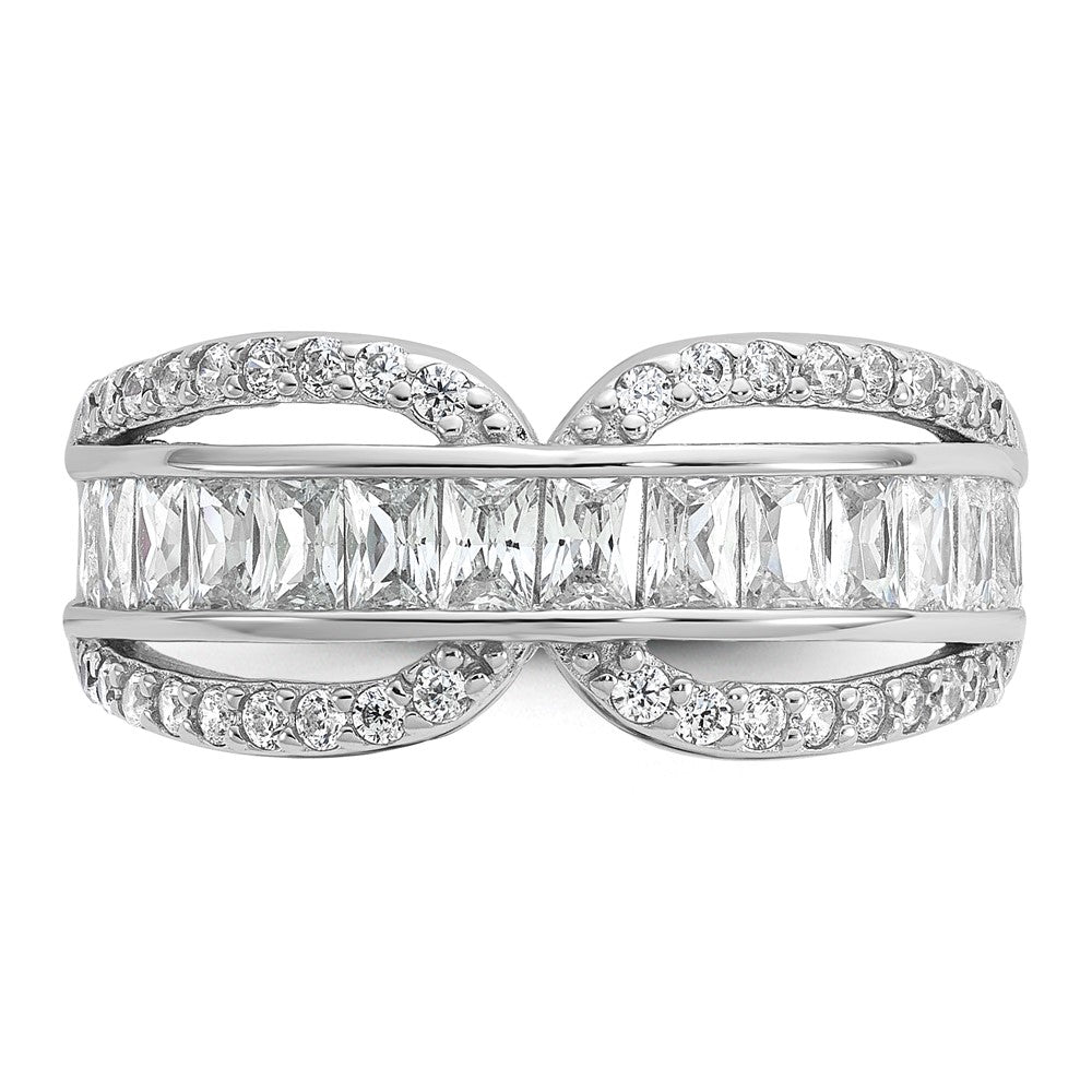 High-Quality Cheryl M Polished Fancy CZ Ring in Rhodium-Plated Silver - Stylish Value