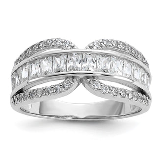 Buy Stylish Cheryl M Polished Fancy CZ Ring in Rhodium-Plated Silver