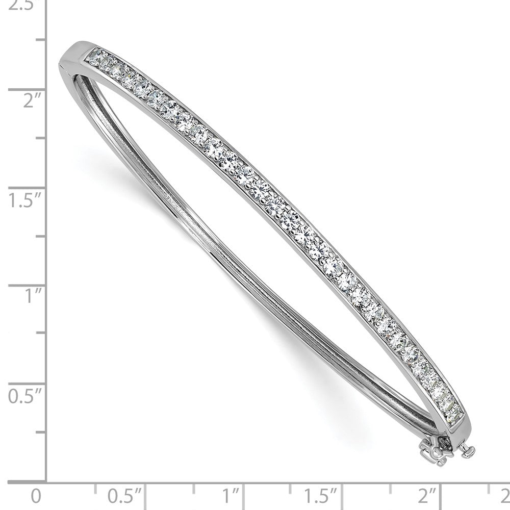 High-Quality Cheryl M Polished CZ Hinged Bangle - Stylish Rhodium-Plated Silver