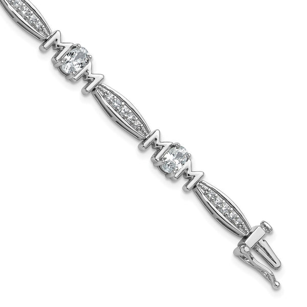 Cheryl M 7.5" Sterling Silver CZ Bracelet for Moms